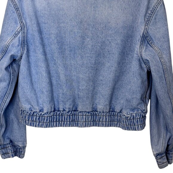 Mango blue collared full zip denim bomber jacket size M - Picture 12 of 14